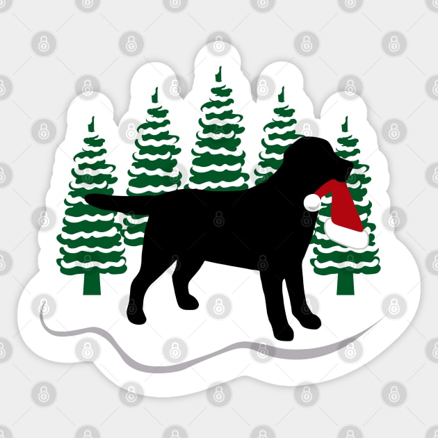 Black Labrador Snow and Christmas Sticker by HappyLabradors